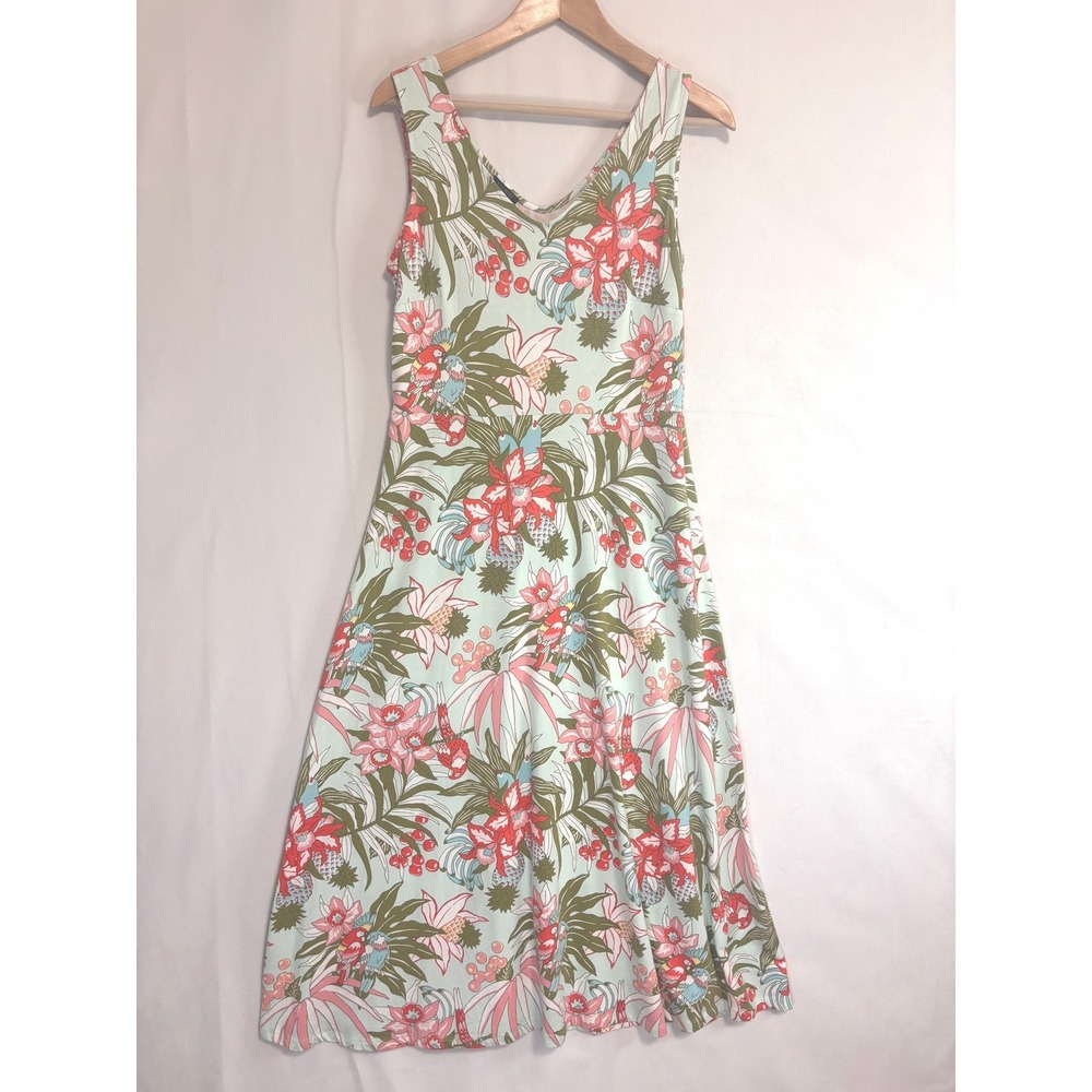 Floral Maxi Dress Womens MP Mint Green Tropical Novelty Print Cruise Vacation - Picture 6 of 11